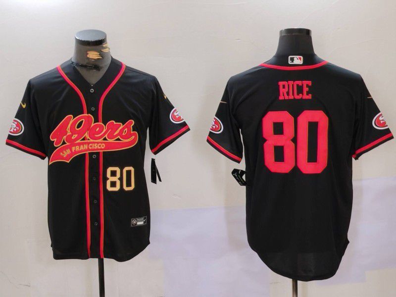 Men San Francisco 49ers #80 Rice Black gold Joint Name 2024 Nike Limited NFL Jersey style 2